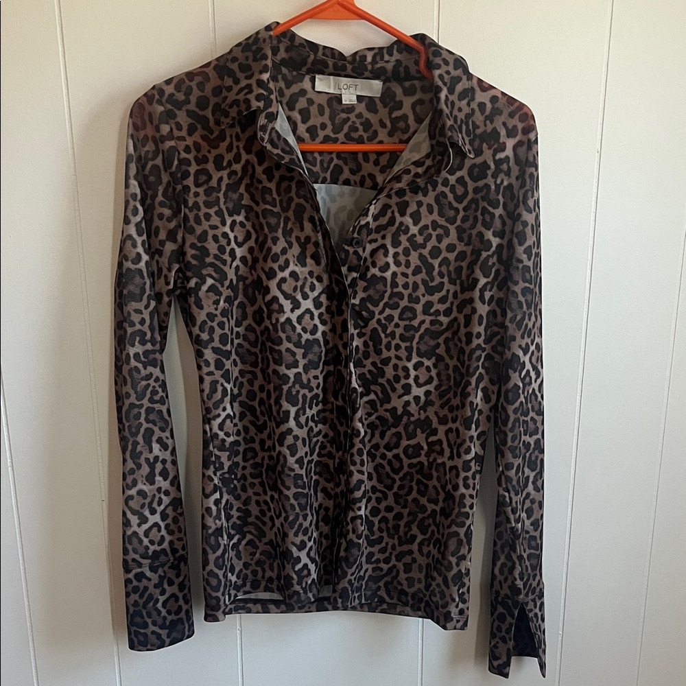 LOFT Leopard Print Button Down Shirt